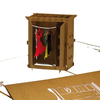 Pop Up Karte "Kleiderschrank" 3D Geburtstagskarte, Gutschein Shopping