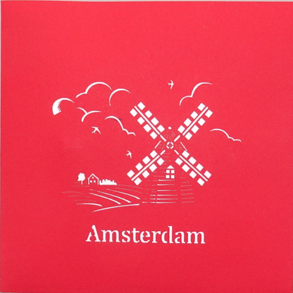 Pop Up Karte "Amsterdam - Windmühle" 3D Geburtstagskarte, Gutschein & Souvenir