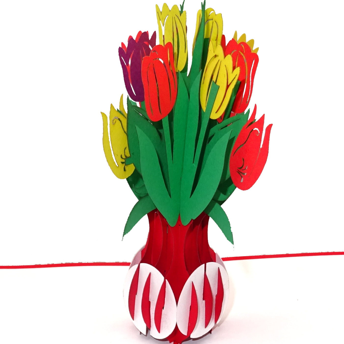 Pop Up Karte "Tulpen" - 3D Glückwunschkarte, Danke Schön Blumenkarte