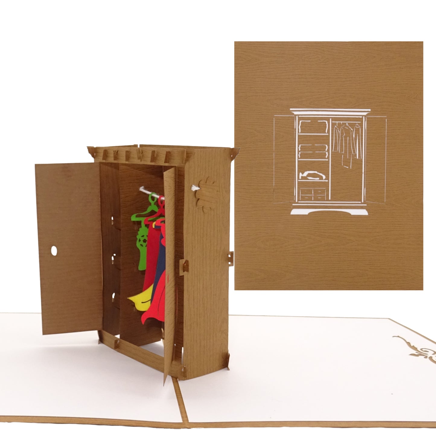 Pop Up Karte "Kleiderschrank" 3D Geburtstagskarte, Gutschein Shopping