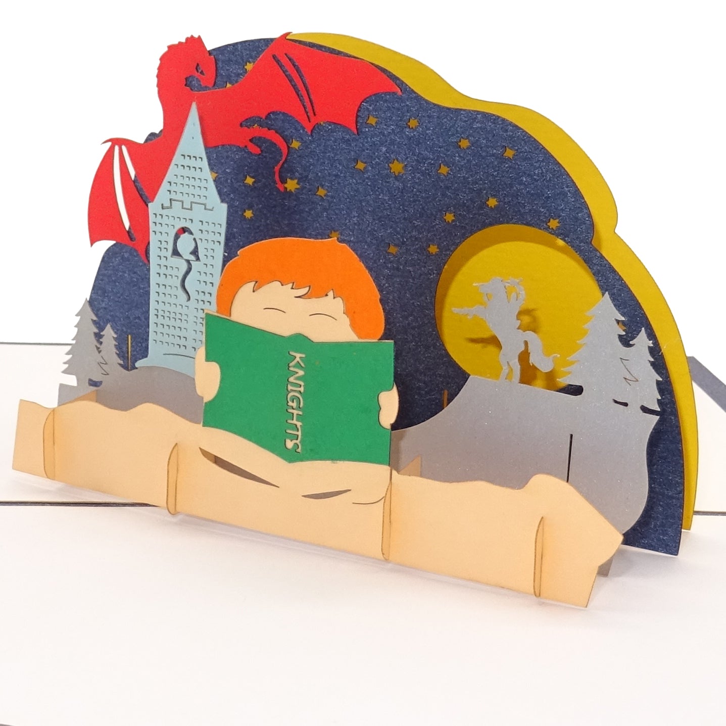 Pop Up Karte "Bücherwurm" 3D Geburtstagskarte Lesen & Bücher Gutschein