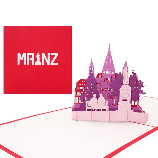 Pop Up Karte "Mainz - Panorama mit Mainzer Dom“ 3D Geburtstagskarte & Souvenir