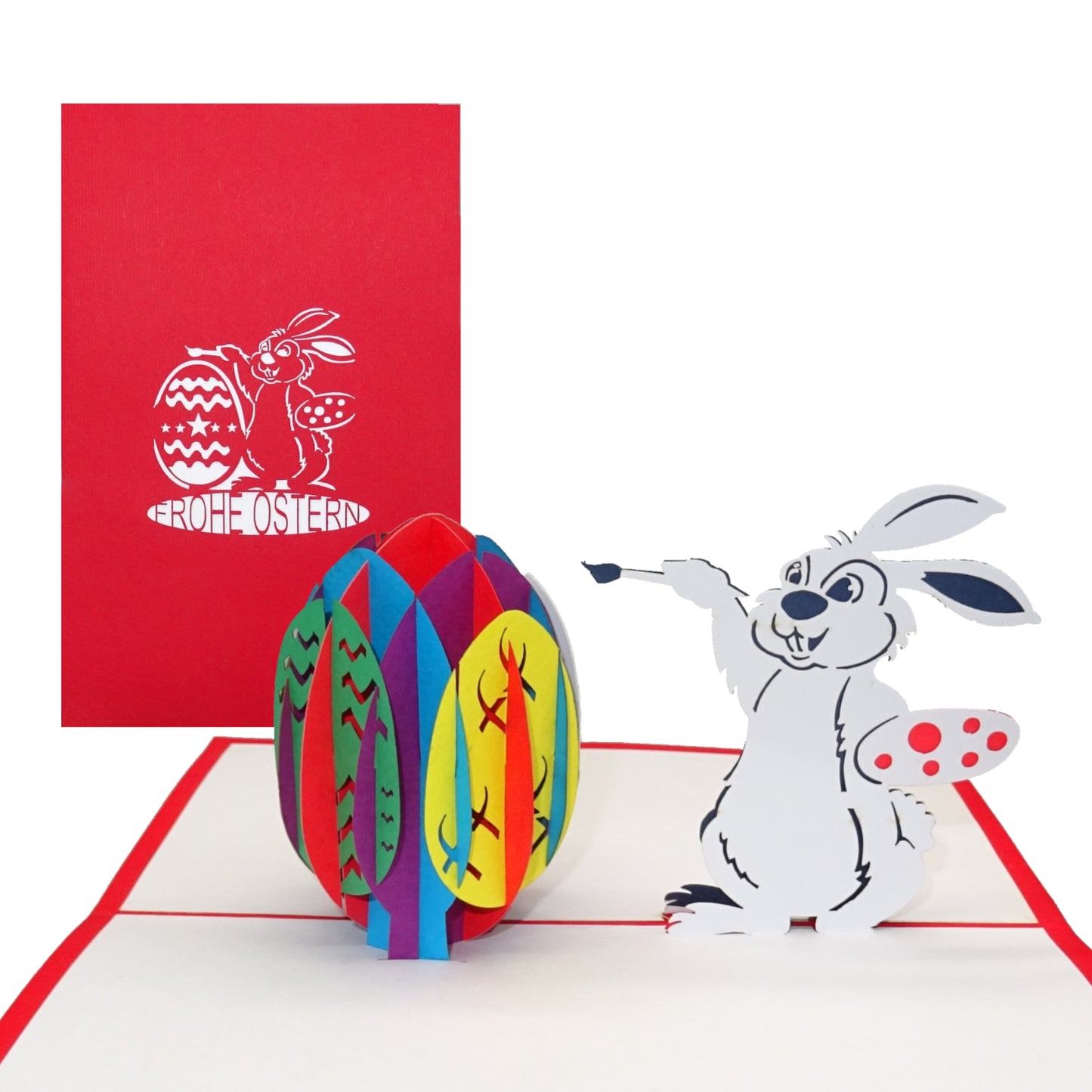 Pop Up Karte "Ostern - Osterhase" bunte 3D Grußkarte zu Ostern - Osterkarte