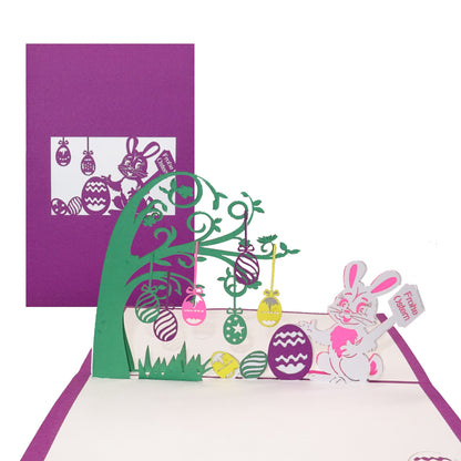 Pop Up Karte "Frohe Ostern" 3D Osterkarte Kinder Mädchen Pink