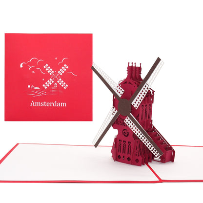 Pop Up Karte "Amsterdam - Windmühle" 3D Geburtstagskarte, Gutschein & Souvenir