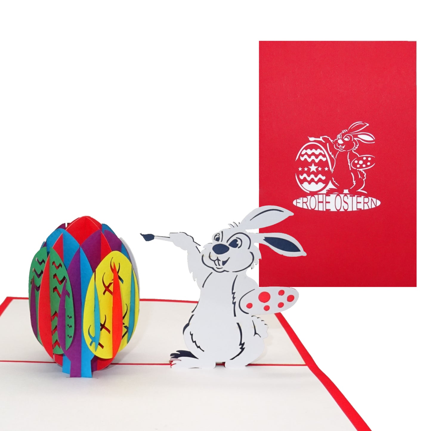 Pop Up Karte "Ostern - Osterhase" bunte 3D Grußkarte zu Ostern - Osterkarte