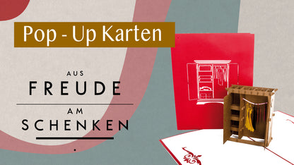 Pop Up Karte "Kleiderschrank" Shopping Gutschein, Verpackung Geldgeschenk