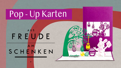 Pop Up Karte "Frohe Ostern" 3D Osterkarte Kinder Mädchen Pink