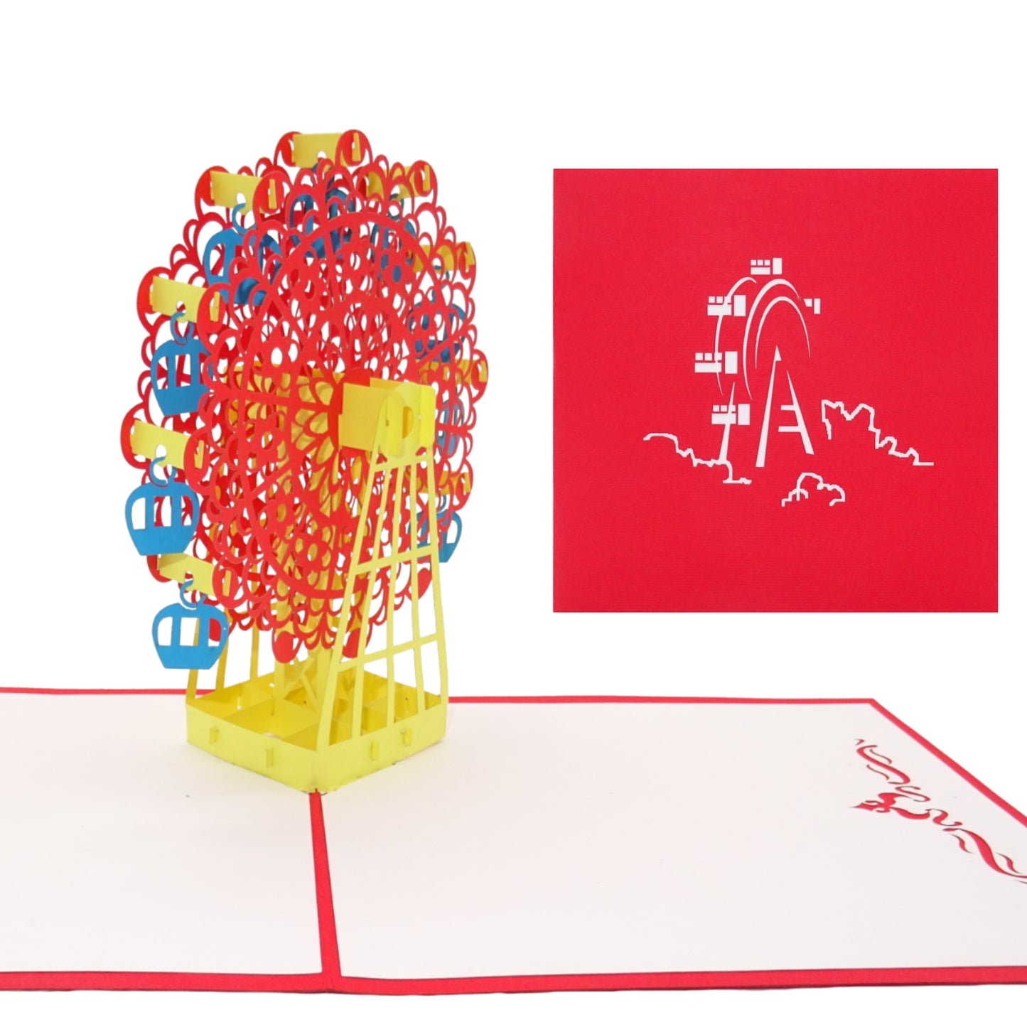 Pop Up Karte "Riesenrad" 3D Geburtstagskarte, Einladungskarte & Gutschein Kirmes