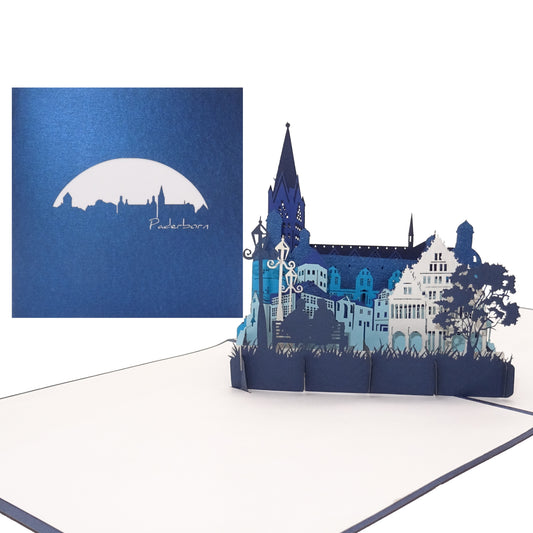 Pop Up Karte "Paderborn – Panorama mit Paderborner Dom“ 3D Grußkarte & Souvenir