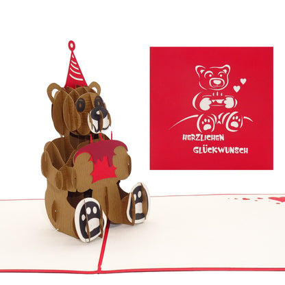 Pop Up Karte "Teddy" - Geburtstagskarte, Glückwunschkarte zum Geburtstag