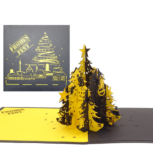 Pop-Up Weihnachtskarte "Dortmund - Weihnachten in schwarz-gelb" für Fussballfans von z.B. Dortmund