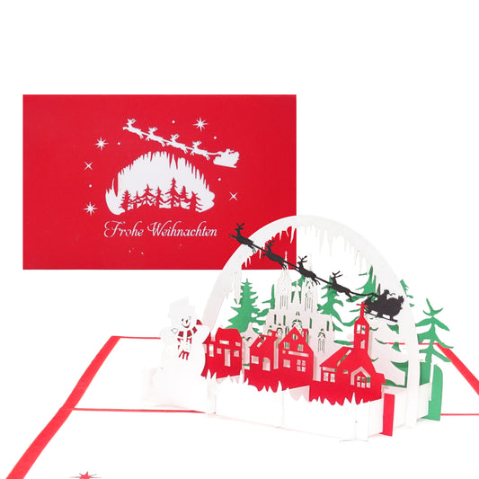 Pop Up Karte „Winterlandschaft mit Schneemann" 3D Weihnachtskarte