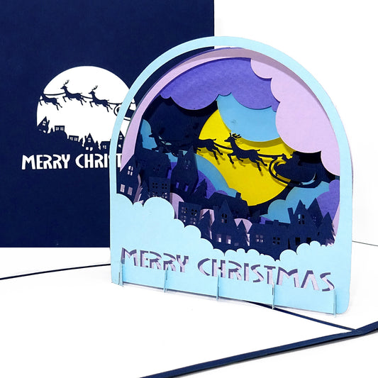 Pop Up Karte "Merry Christmas“ 3D Weihnachtskarte Englisch